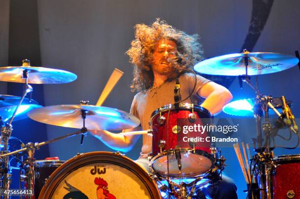 John Fred Young of Black Stone Cherry performs on stage at KOKO on February 28, 2014 in London, United Kingdom.