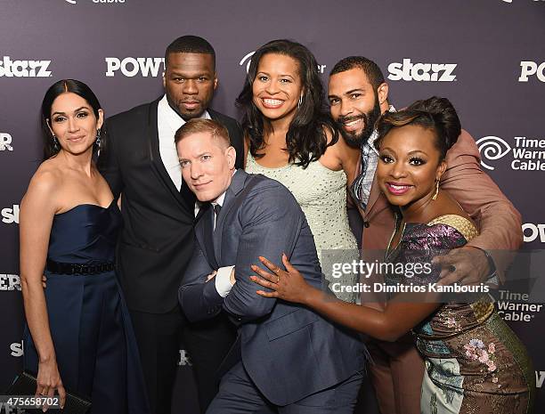 Lela Loren, Curtis '50 Cent' Jackson, Joseph Sikora, Courtney Kemp Agboh, Omari Hardwick, and Naturi Naughton attend "Power" Season Two Series...