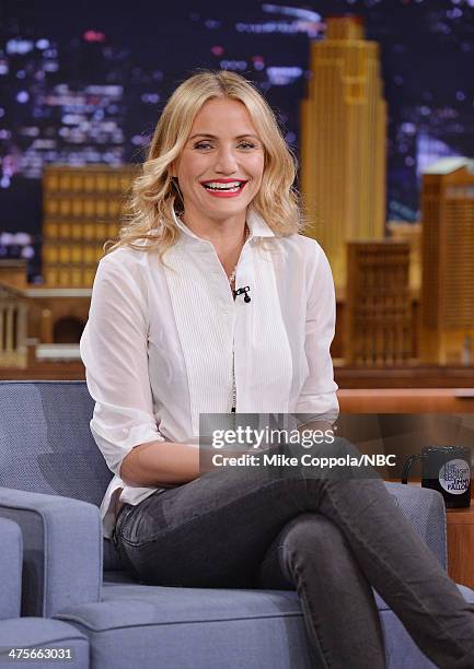 Actress Cameron Diaz visits "The Tonight Show Starring Jimmy Fallon" at Rockefeller Center on February 28, 2014 in New York City.