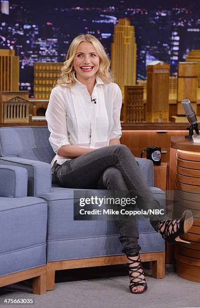 Actress Cameron Diaz visits "The Tonight Show Starring Jimmy Fallon" at Rockefeller Center on February 28, 2014 in New York City.