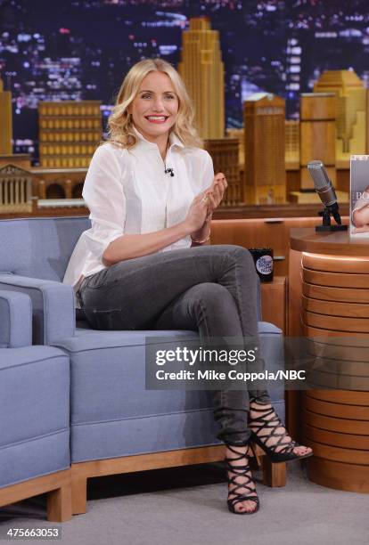 Actress Cameron Diaz visits "The Tonight Show Starring Jimmy Fallon" at Rockefeller Center on February 28, 2014 in New York City.