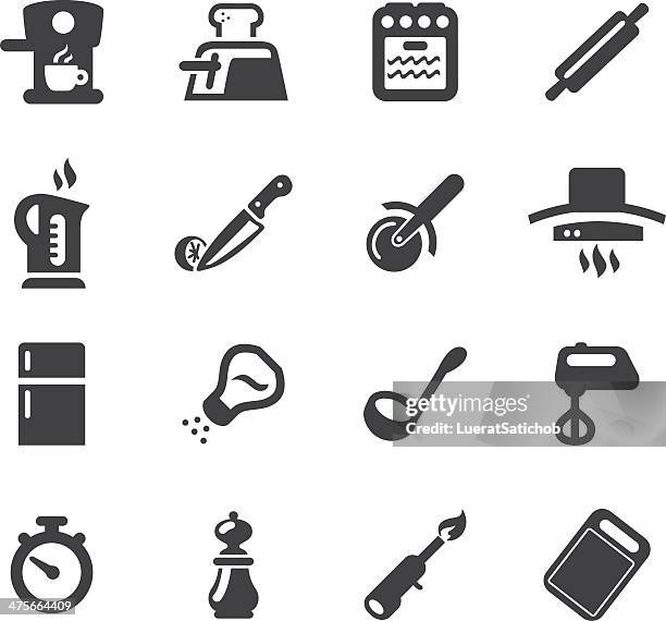 kitchen fun silhouette icons 2 - salt shaker stock illustrations