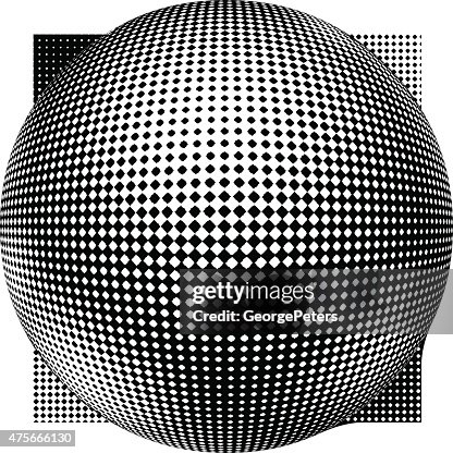 Quarterspherical Pattern Three Dimensional Sphere With Square Halftone Pattern High-Res Vector ...