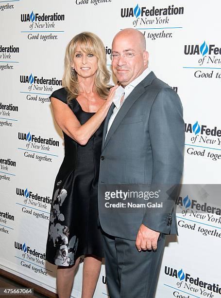 Chairman of NBCUniversal Cable Bonnie Hammer and president of CNN Worldwide Jeff Zucker attend the UJA-Federation New York's Entertainment Division...