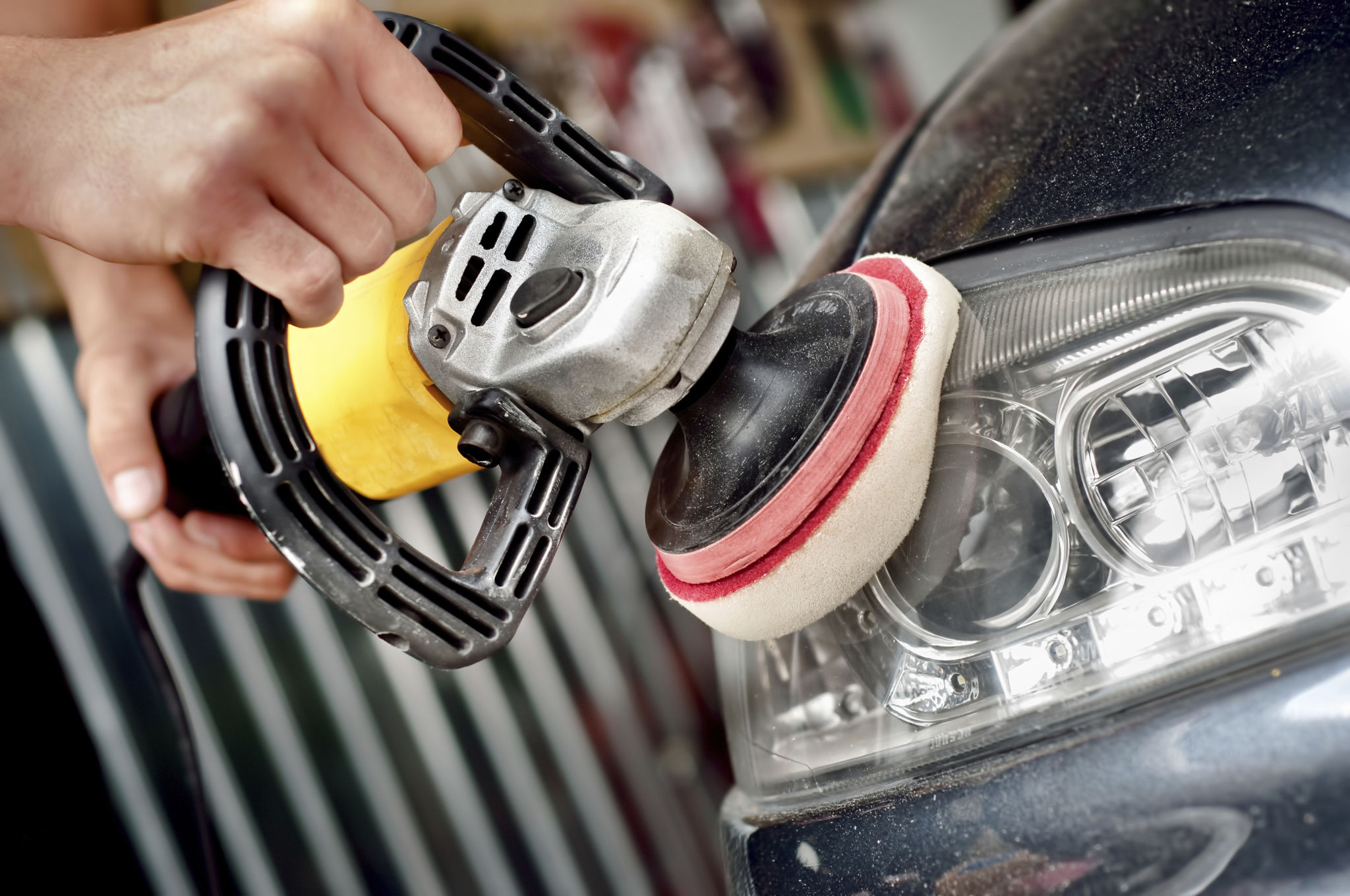 polishing car headlights