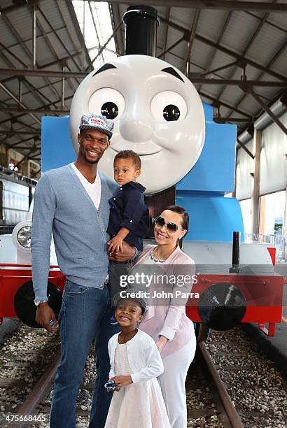 Chris Bosh, Jackson Bosh, Trinity Bosh and Adrienne Bosh attend the Day Out With Thomas The Thrill of the ride tour 2014 off at The Gold Coast...