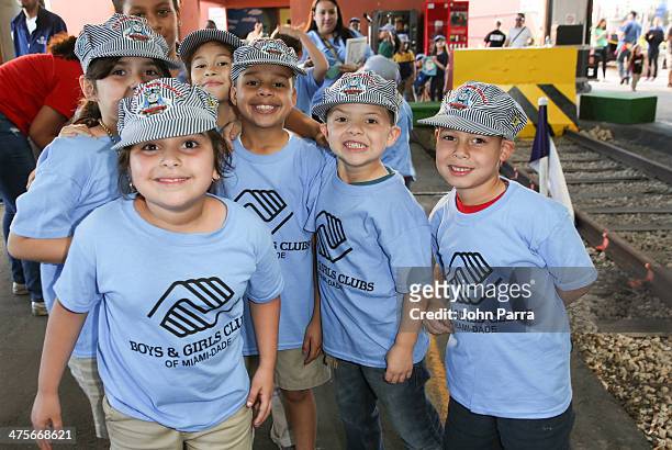 Boys & Girls Club attend the Day Out With Thomas The Thrill of the ride tour 2014 off at The Gold Coast Railroad Museum with Miami Heat Foward Chris...