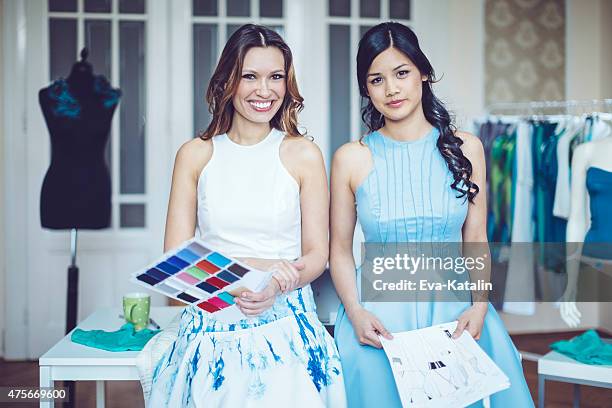 portrait of two fashion designers - millionaire drawing stock pictures, royalty-free photos & images