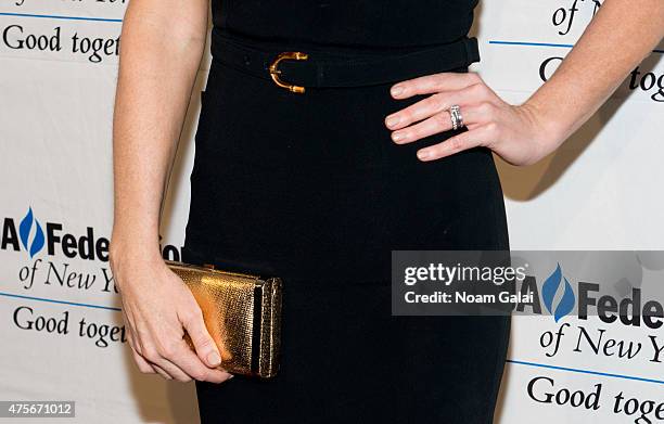 Actress Sarah Rafferty, purse and ring detail, attends the UJA-Federation New York's Entertainment Division Signature Gala at 583 Park Avenue on June...