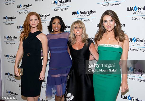 Sarah Rafferty, Alicia Quarles, Bonnie Hammer and Elizabeth Hurley attend the UJA-Federation New York's Entertainment Division Signature Gala at 583...