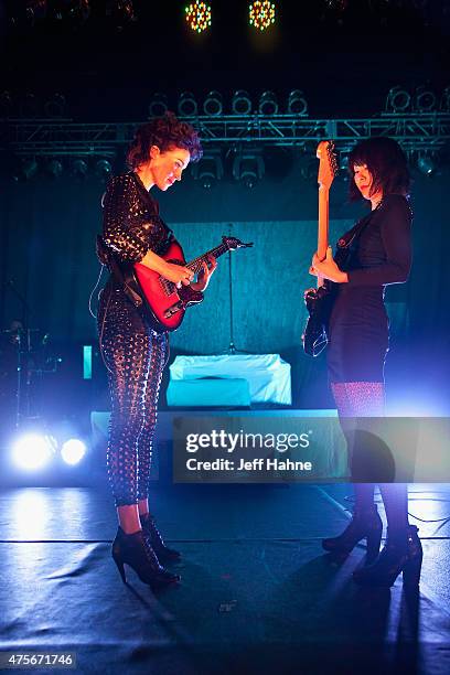 Musician Annie Clark aka St. Vincent and Musician Toko Yasuda perform at The Fillmore Charlotte on June 2, 2015 in Charlotte, North Carolina.