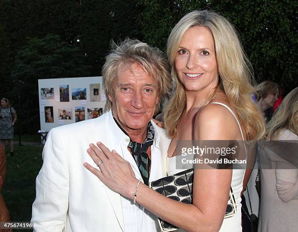 Rod Stewart and Penny Lancaster attend the Theirworld & Astley Clarke summer reception in celebration of charitable partnership at the private...