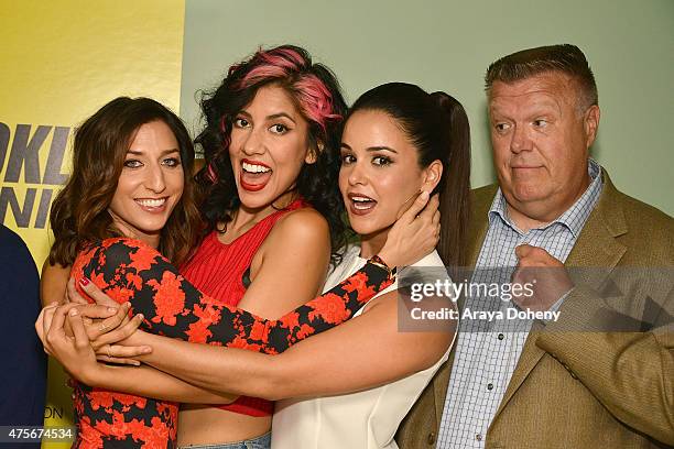 Chelsea Peretti, Stephanie Beatriz, Melissa Fumero and Joel McKinnon Miller attend the "Brooklyn Nine-Nine" FYC Panel at UCB Sunset Theater on June...