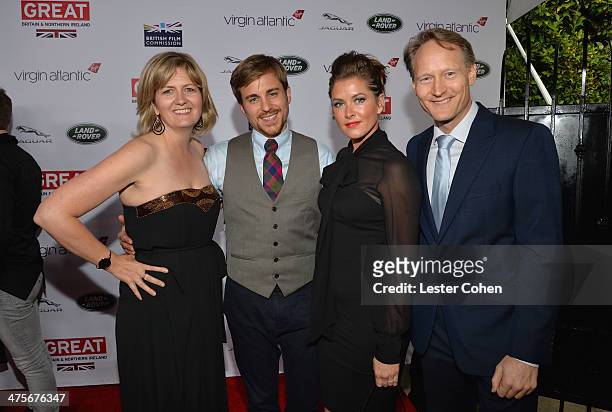 Martha Nelems, Kevin Bishop, Casta Bishop and British Consul General in Los Angeles Chris O'Connor attend the 2014 GREAT British Oscar Reception at...