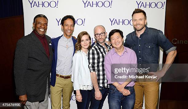 Actors Keith David, Danny Pudi, Gillian Jacobs, Jim Rash, Ken Jeong, and Joel McHale attend the LA Times Envelope Emmy event for "Community" on Yahoo...