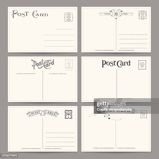 ilustraciones, imágenes clip art, dibujos animados e iconos de stock de colección de vector de diseño de tarjeta postal - tarjeta-postal