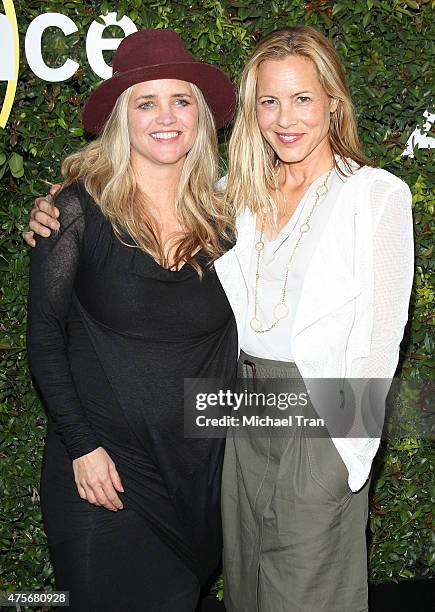 Maria Bello and Clare Munn arrive at the 2015 Sundance Institute Celebration Benefit held at 3LABS on June 2, 2015 in Culver City, California.