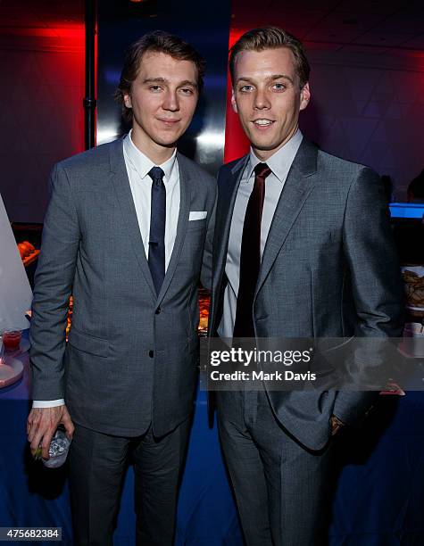 Paul Dano and Jake Abel attend the afterparty at the premiere of Lionsgate And Roadside Attractions' 'Love & Mercy' at AMPAS Samuel Goldwyn Theater...