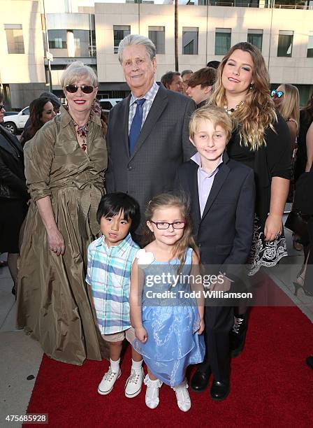 Melinda Ledbetter and Brian Wilson with children Dash Wilson, Dakota Wilson, Dillon Wilson and Daria Wislon attend the Roadside Attractions' Premiere...