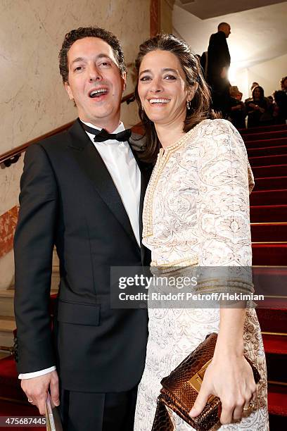 Guillaumre Gallienne and his wife Amandine Gallienne arrive for the 39th Cesar Film Awards 2014 at Theatre du Chatelet on February 28, 2014 in Paris,...