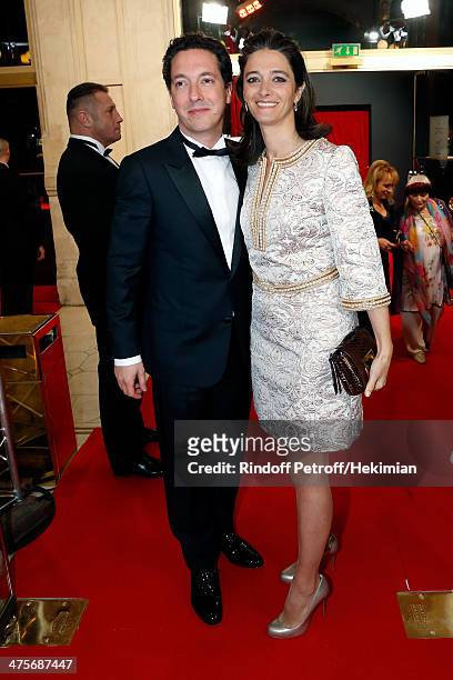 Guillaumre Gallienne and his wife Amandine Gallienne arrive for the 39th Cesar Film Awards 2014 at Theatre du Chatelet on February 28, 2014 in Paris,...