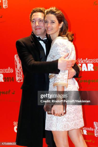 Guillaumre Gallienne and his wife Amandine Gallienne attend dinner after the 39th Cesar Film Awards 2014 at Le Fouquet's on February 28, 2014 in...