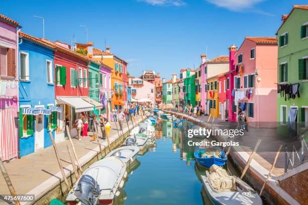 burano canal scene, italy - burano island stock pictures, royalty-free photos & images