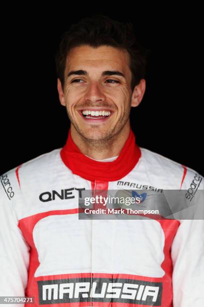 Jules Bianchi of France and Marussia poses for a photograph during day two of Formula One Winter Testing at the Bahrain International Circuit on...