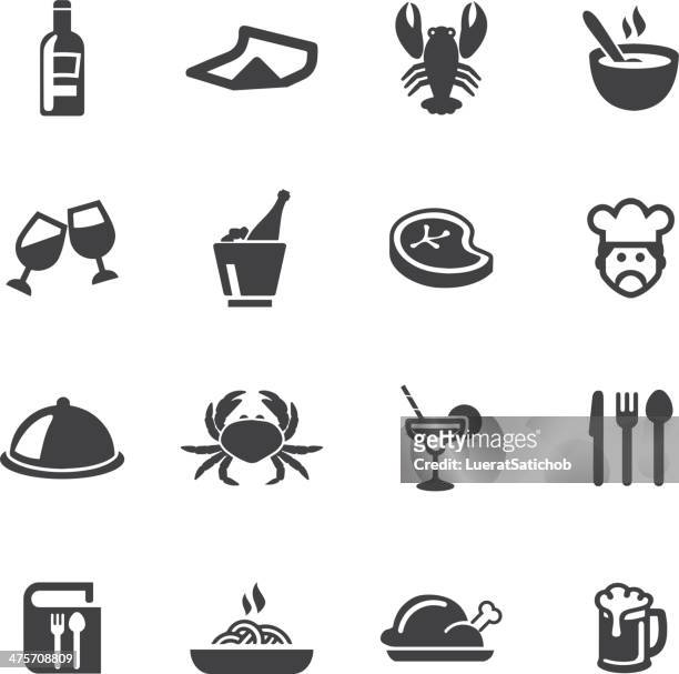 restaurants silhouette icons - steak plate stock-grafiken, -clipart, -cartoons und -symbole