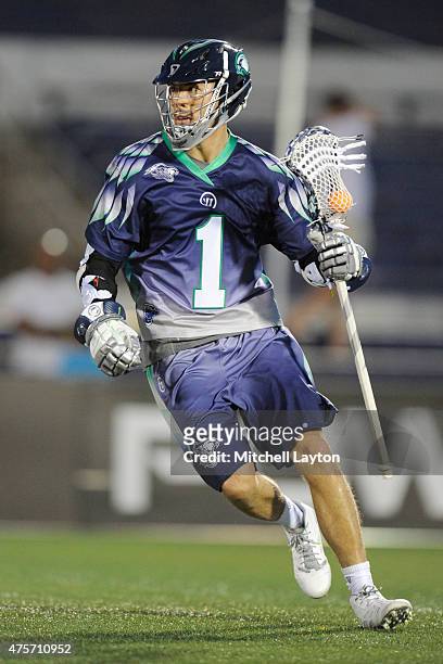 Joe Walters of the Chesapeake Bayhawks runs with the ball during a MLL lacrosse game against the Rochester Rattlers at Navy-Marine Corps Memorial...