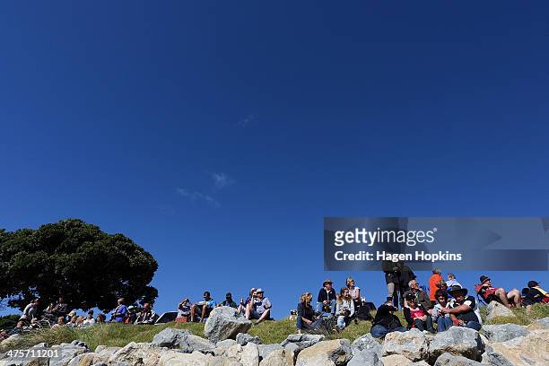 The crowd look on during the Castlepoint Beach Races on March 1, 2014 in Masterton, New Zealand.