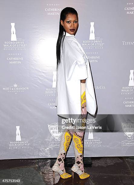 Model Jessica White attends the Rodeo Drive Walk of Style awards ceremony at Greystone Mansion on February 28, 2014 in Beverly Hills, California.