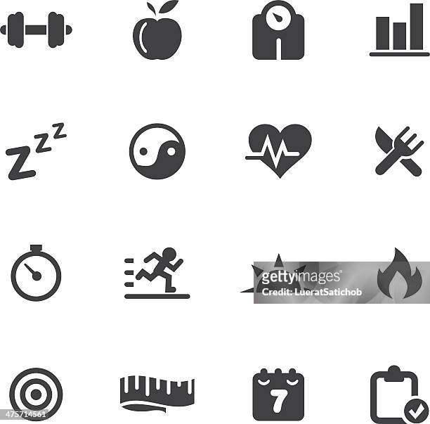 fitness silhouette icons - hand weight stock illustrations