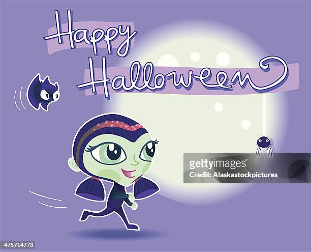 cute lila halloween puppet. - lila stock illustrations