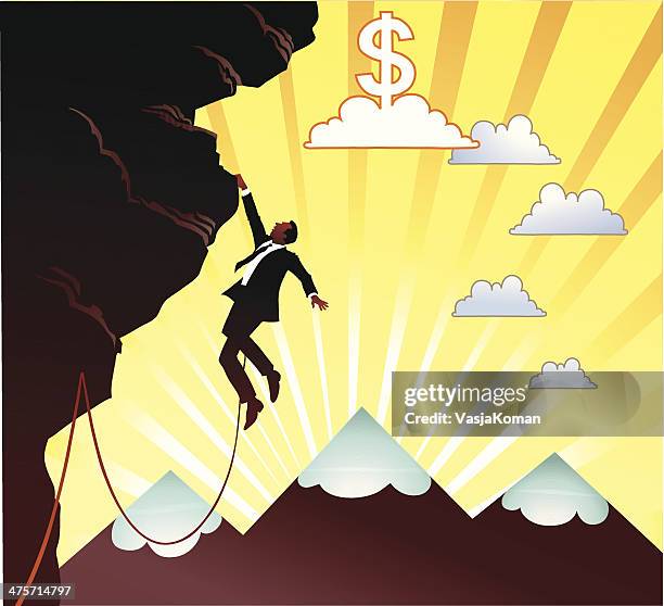 businessman climbing - rock wall climbing stock illustrations