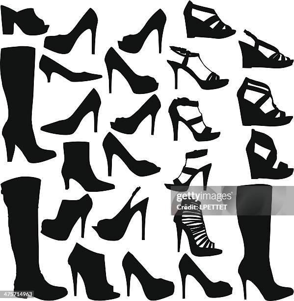 shoe collection - footwear stock illustrations