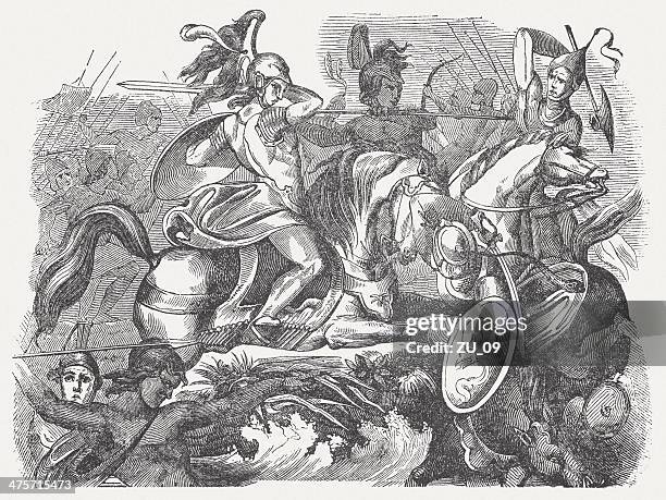 alexander the great in the battle of the granicus (334-bc) - alexander the great stock illustrations