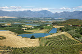 Landscape of lagoons and vineyards from Gydo Pass,