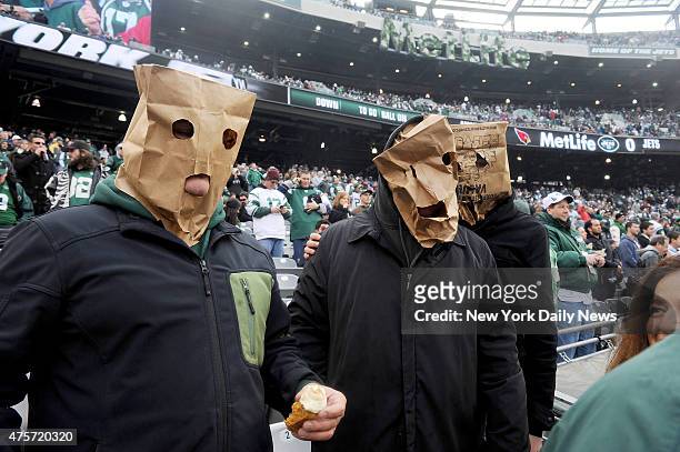 Angry New York Jets fans in the first half when the New York Jets played the Arizona Cardinals Sunday, December 2, 2012 at MetLife Stadium in East...