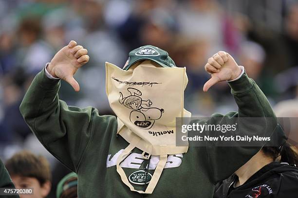 Jets Fans, 4th quarter of New York Jets vs. Miami Dolphins at MetLife Stadium. East Rutherford, New Jersey, October 28, 2012.