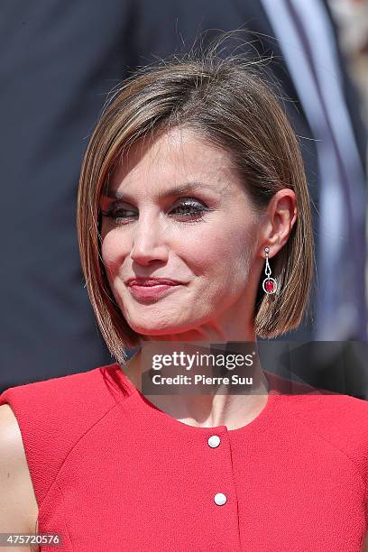 Queen Letizia of spain visits the french national assembly on June 3, 2015 in Paris, France.