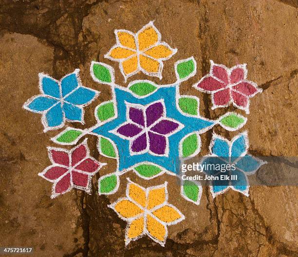 kolam decoration for pongal festival - rangoli stock pictures, royalty-free photos & images