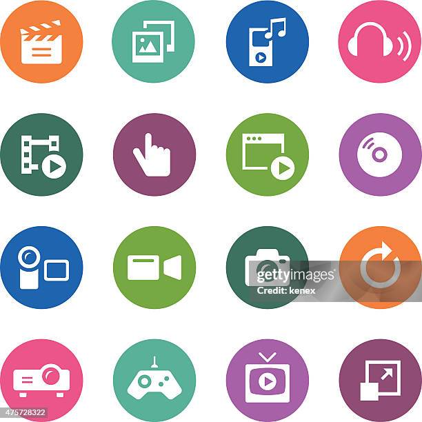 circle icons series | media - playback icon stock illustrations