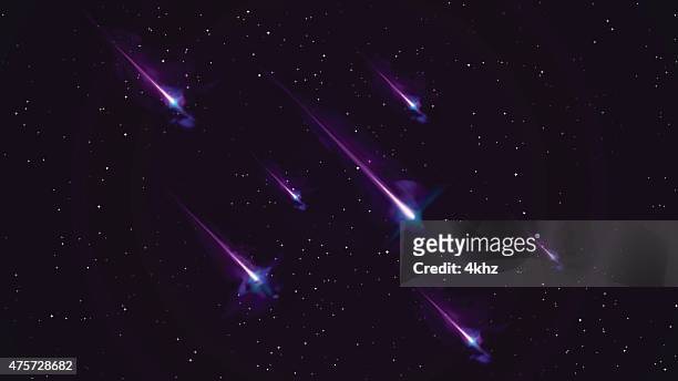 stockillustraties, clipart, cartoons en iconen met meteor shower shooting star stock vector space background - comet