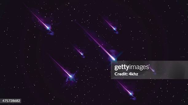 meteor shower shooting star stock vector space background - comet stock illustrations