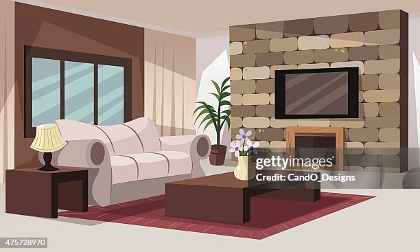 living room - cartoon tv stock illustrations
