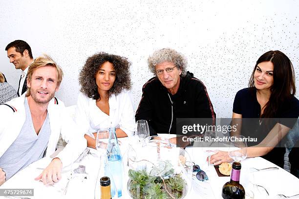 Actor Philippe Lacheau, Director Elie Chouraqui with his wife Isabelle and Actress Helena Noguerra attend the 2015 Roland Garros French Tennis Open -...