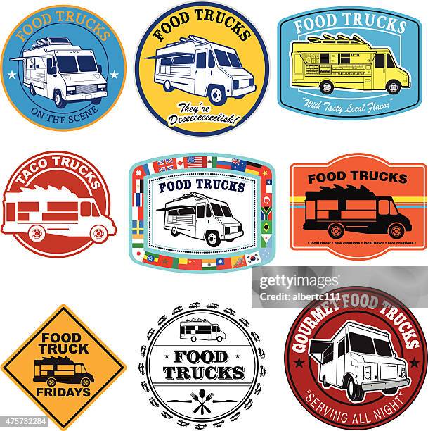 food truck graphic set - food truck stock illustrations