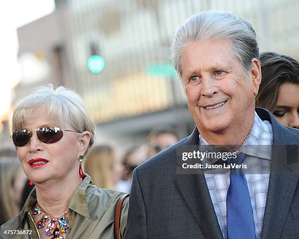 Musician Brian Wilson and wife Melinda Ledbetter attend the premiere of "Love & Mercy" at Samuel Goldwyn Theater on June 2, 2015 in Beverly Hills,...