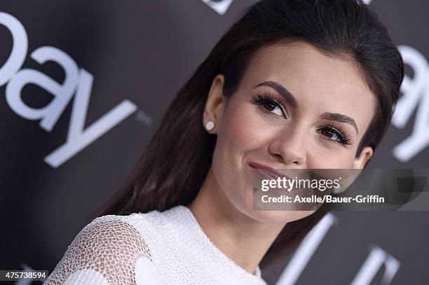 Actress Victoria Justice arrives at the 6th Annual ELLE Women In Music Celebration Presented by eBay at Boulevard3 on May 20, 2015 in Hollywood,...